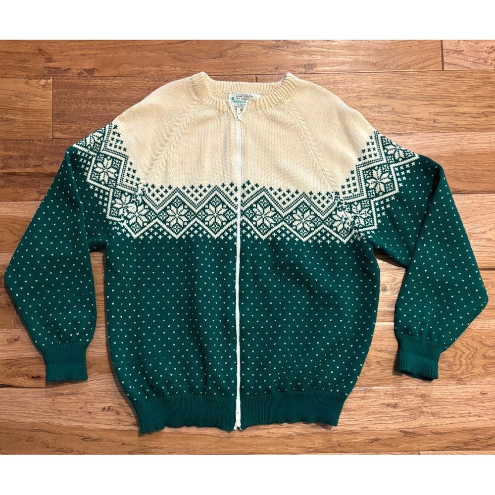 Vtg‎ Moriarty Zip Cardigan Sweater Nordic Heavy Hand Knit 100% Wool Men's XL